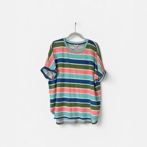 crown & ivy Multicolor Striped Short Sleeve Tee